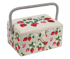 Medium Basket - Embroidered Strawberries