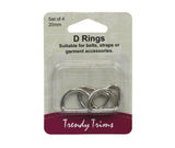 Metal D Rings - 20mm - Trendy trims