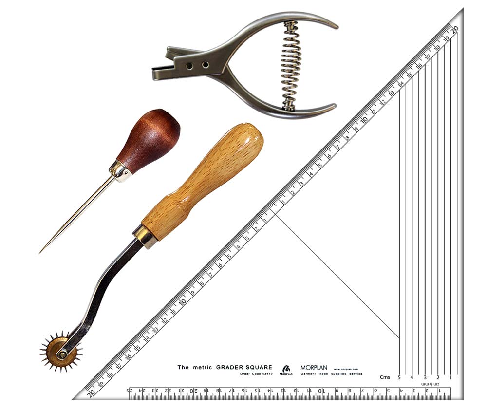 Morplan Rulers Morplan Etched Set Square, Awl, Nothcer & Tracing Wheel Package (#2 ...