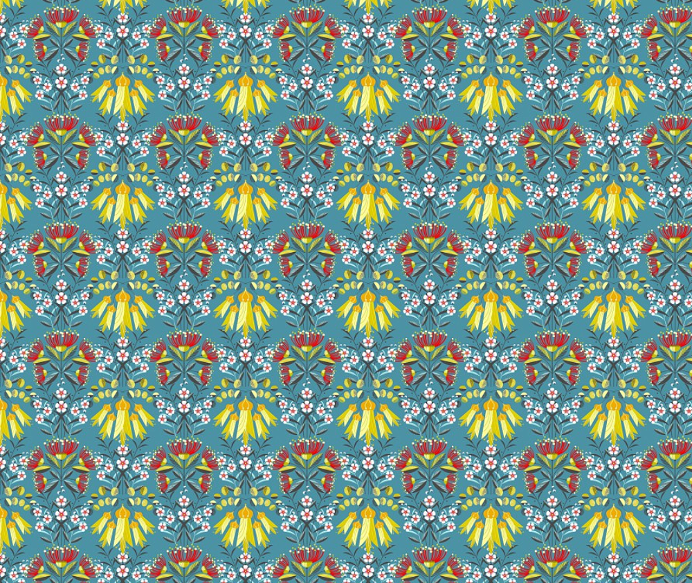 Kiwiana - Native Bloom 100% Cotton Fabric - 1/2 Metre