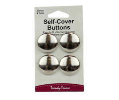 Nickel Self Cover Buttons - Various Sizes - Trendy Trims
