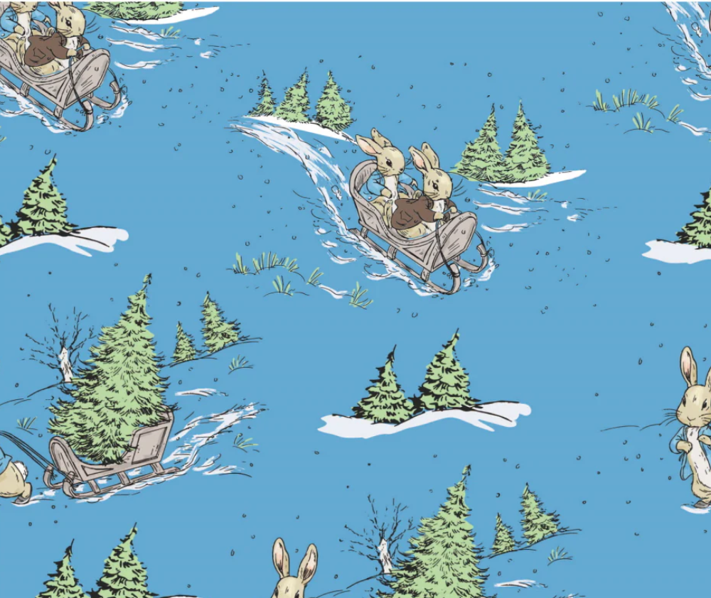 Peter Rabbit Christmas 100% Cotton Fabric - 10cm Increments