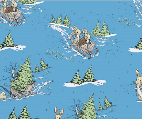 Peter Rabbit Christmas 100% Cotton Fabric - 10cm Increments