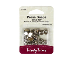 Press Snaps Solid Top Silver by Trendy Trims