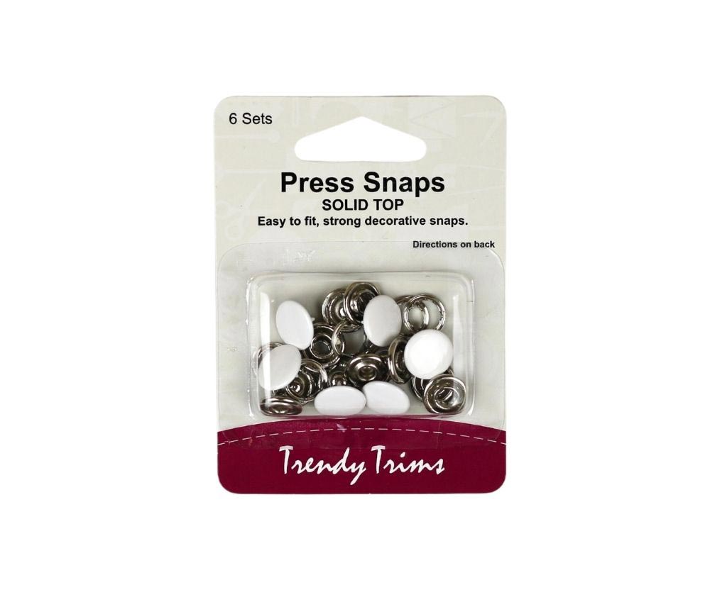 Hemline Press Snaps Solid Top White