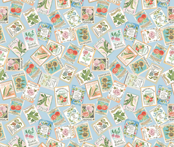 Seed Packets 100% Cotton Fabric - 10cm Increments