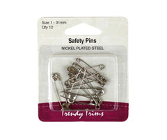 Safety Pins - Nickel plated - Trendy Trims