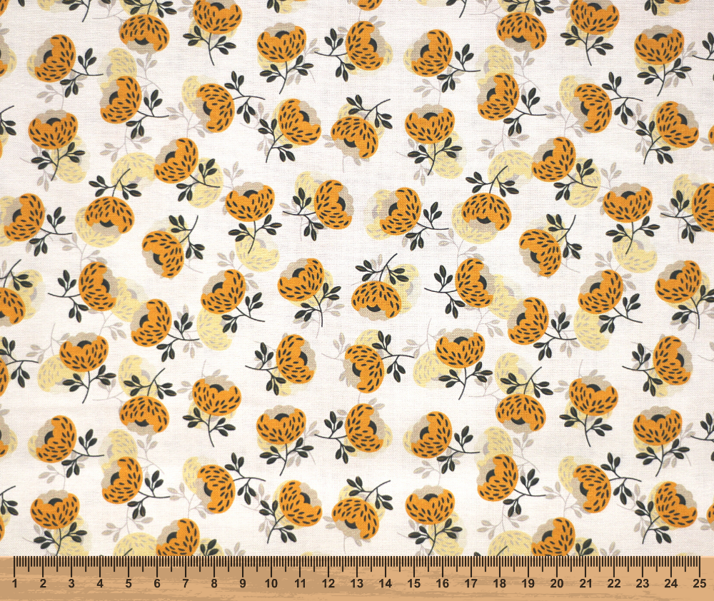 Scandi Blooms 100% Cotton Fabric - 10cm Increments