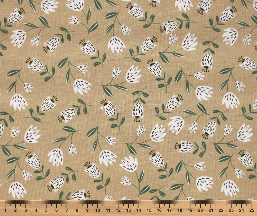 Scandi Blooms 100% Cotton Fabric - 10cm Increments