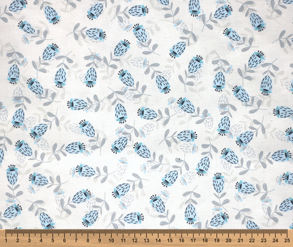 Scandi Blooms 100% Cotton Fabric - 10cm Increments