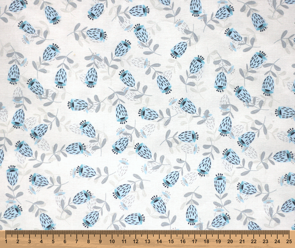 Scandi Blooms 100% Cotton Fabric - 10cm Increments