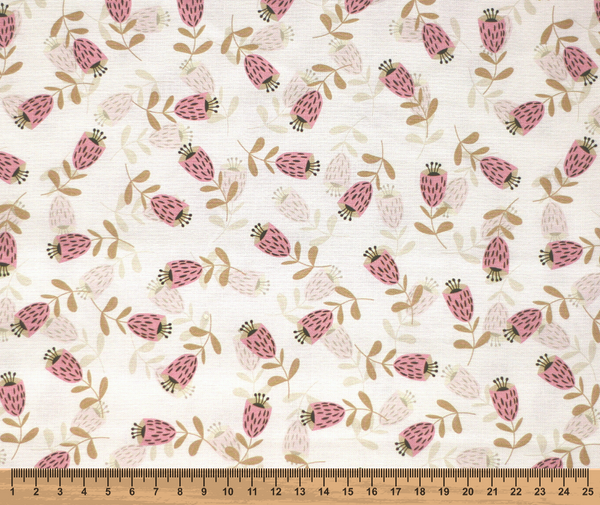 Scandi Blooms 100% Cotton Fabric - 10cm Increments