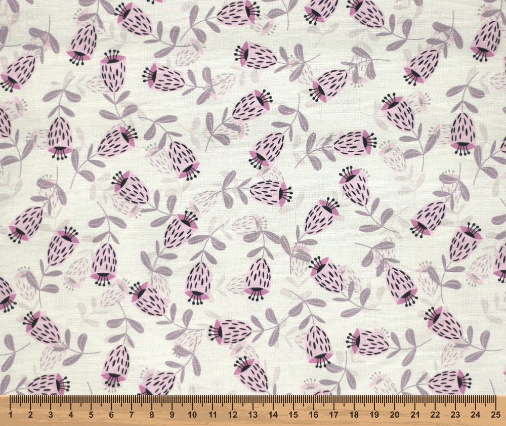 Scandi Blooms 100% Cotton Fabric - 10cm Increments