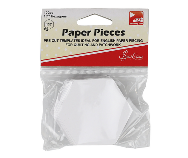 Sew Easy Paper Pieces – Hexagons 1.25" White x 100pc