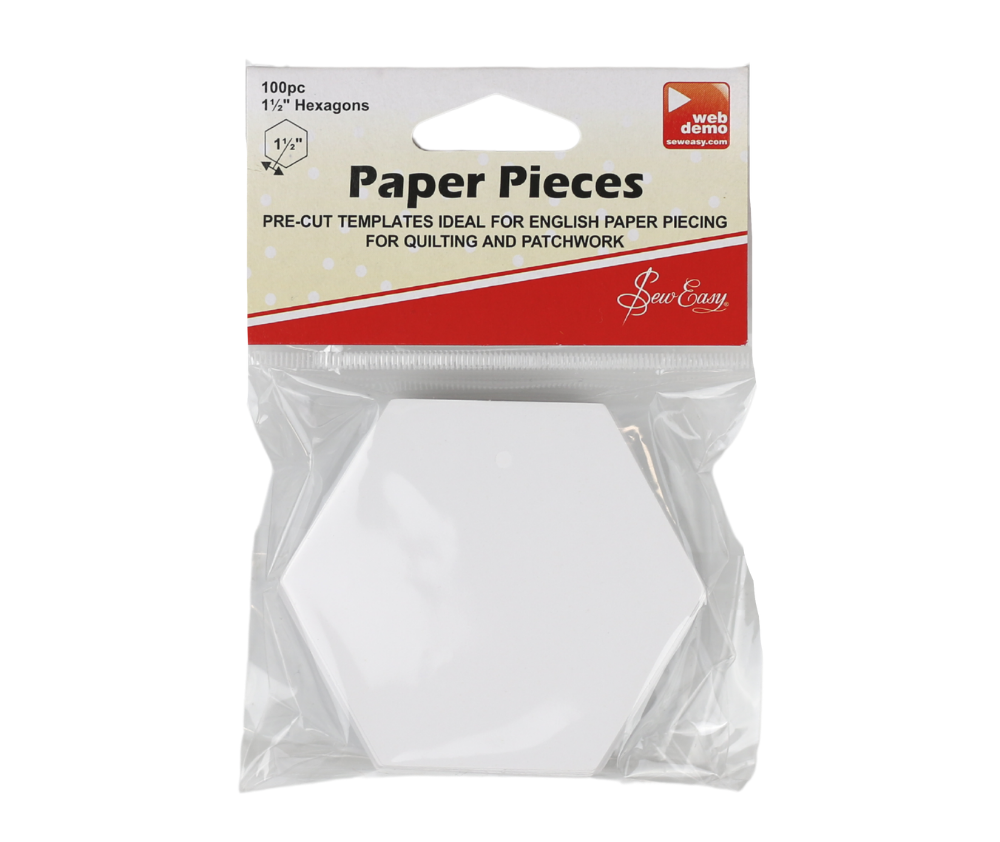 Sew Easy Paper Pieces – Hexagons 1.5" White x 100pc