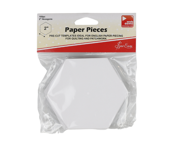 Sew Easy Paper Pieces – Hexagons 2" White x 100pc