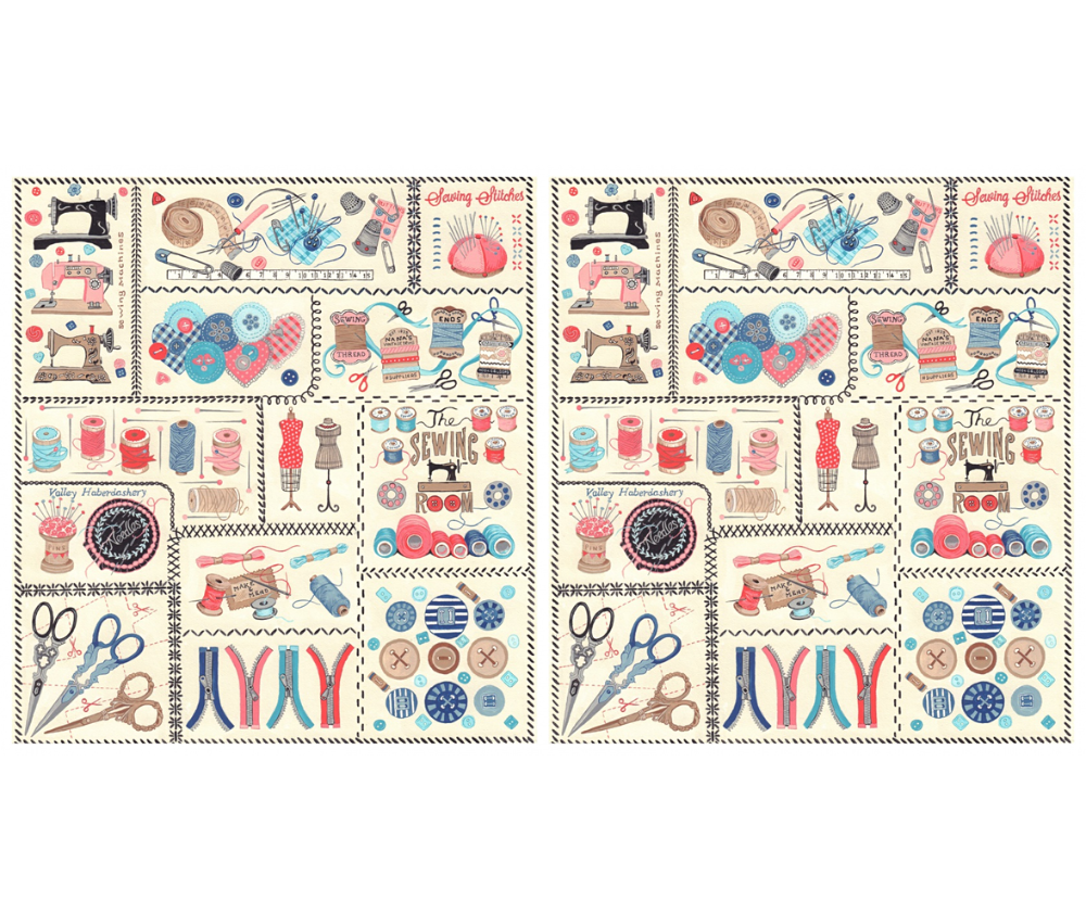 Sew Vintage 100% Cotton Fabric - 60cm Panel