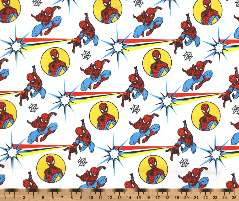 Spiderman 100% Cotton Fabric - 10cm Increments