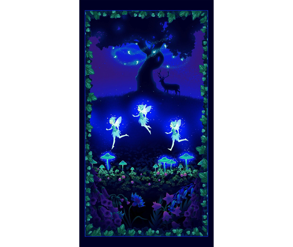 Summer Night Soiree Glow in the Dark 100% Cotton Fabric - 60cm Panel