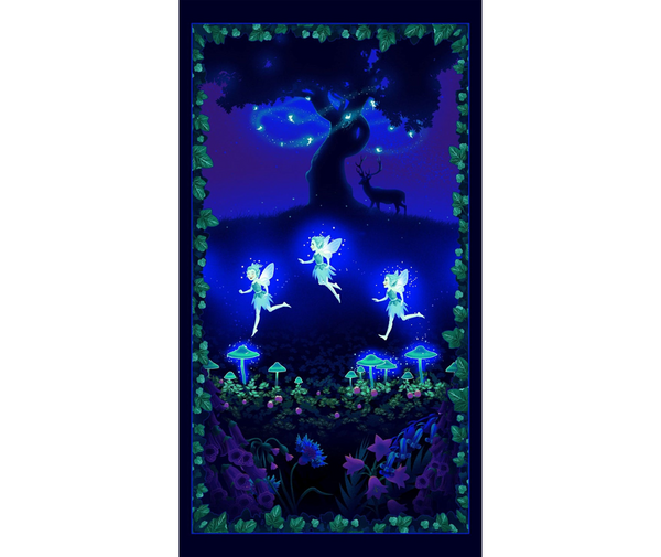 Summer Night Soiree Glow in the Dark 100% Cotton Fabric - 60cm Panel