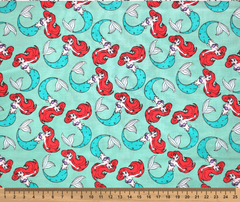 The Little Mermaid 100% Cotton Fabric - 10cm Increments