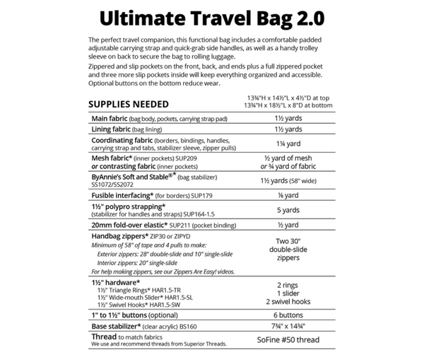 Ultimate Travel 2.0 - ByAnnie Pattern