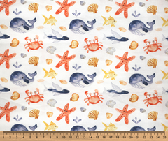 Whale of a Time 100% Cotton Fabric - 10cm Increments