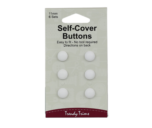 White Self Cover Buttons - Various Sizes