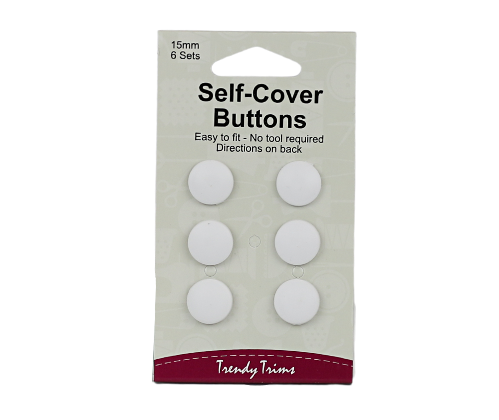 White Self Cover Buttons - Various Sizes