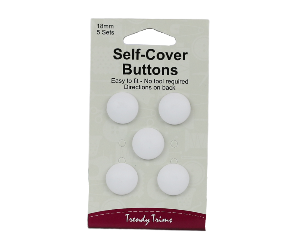 White Self Cover Buttons - Various Sizes