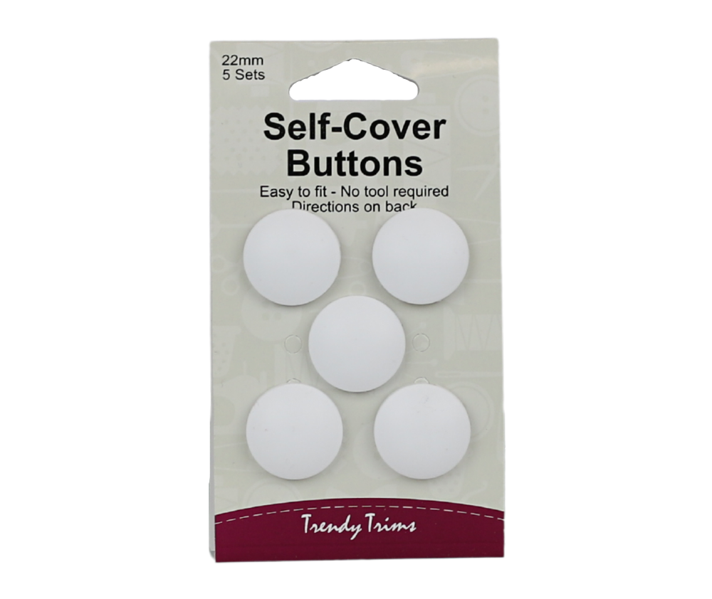 White Self Cover Buttons - Various Sizes