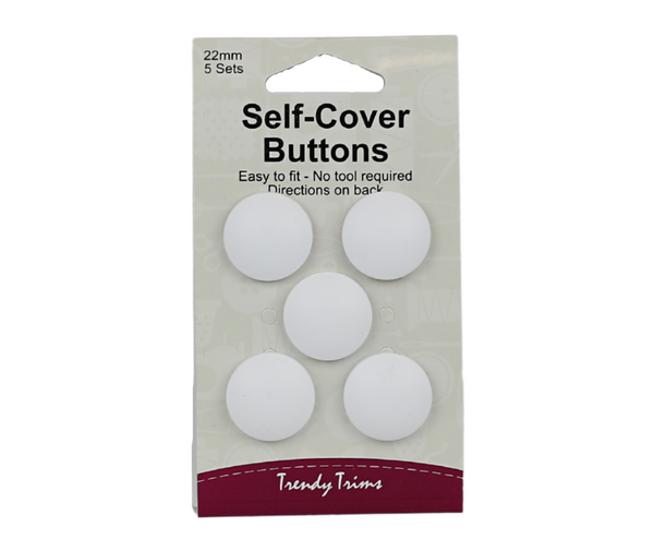 White Self Cover Buttons - Various Sizes